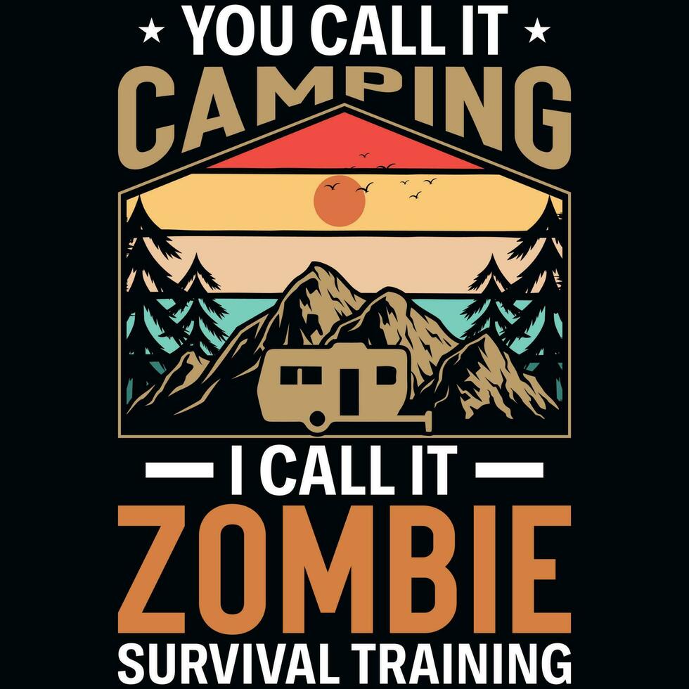 Camping zombie graphics tshirt design vector