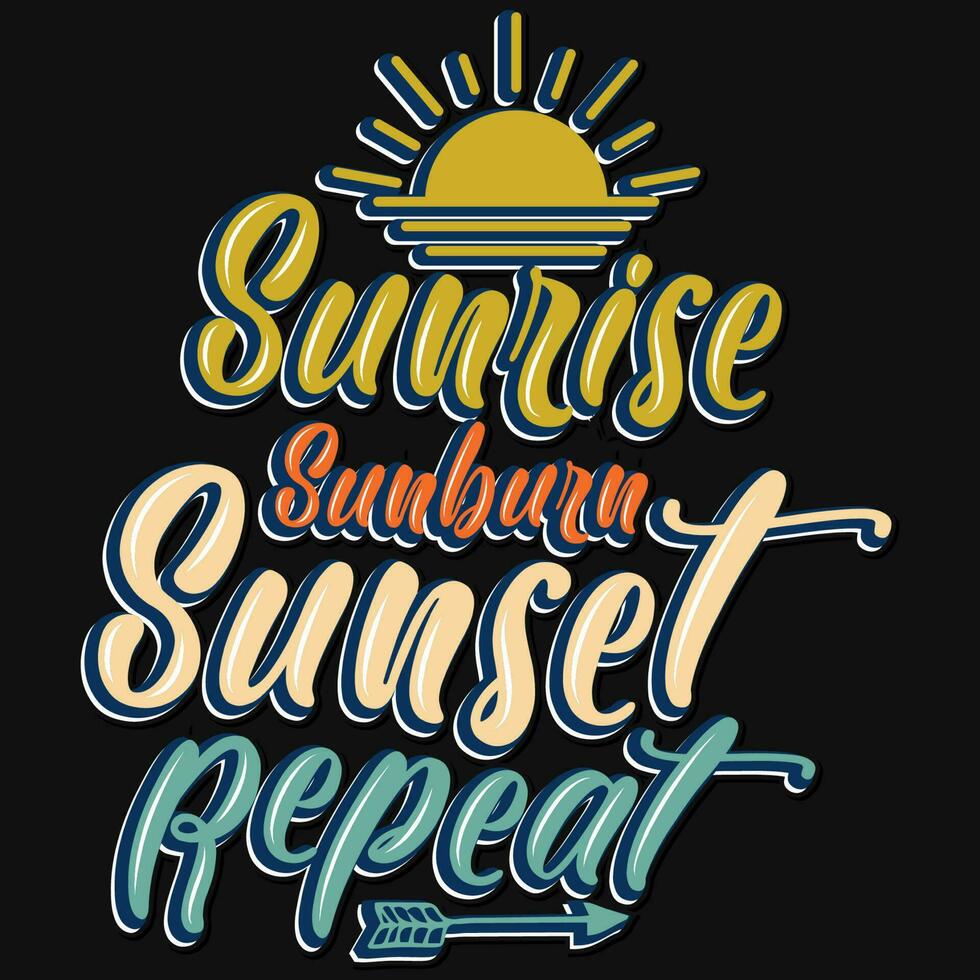 Summer surfing beaches typographic tshirt design vector