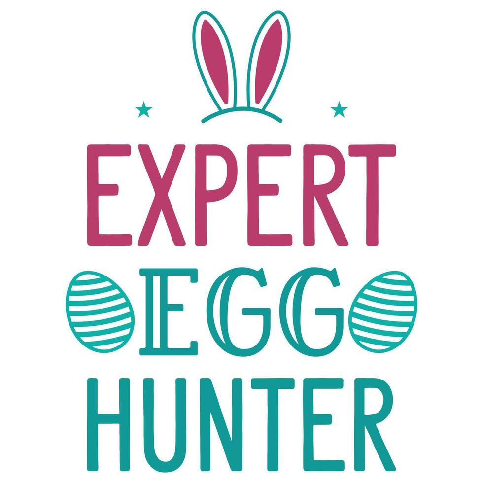 Happy easter day egg hunter bunny typographic tshirt design vector