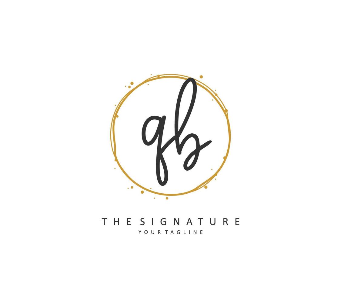 Q B QB Initial letter handwriting and  signature logo. A concept handwriting initial logo with template element. vector