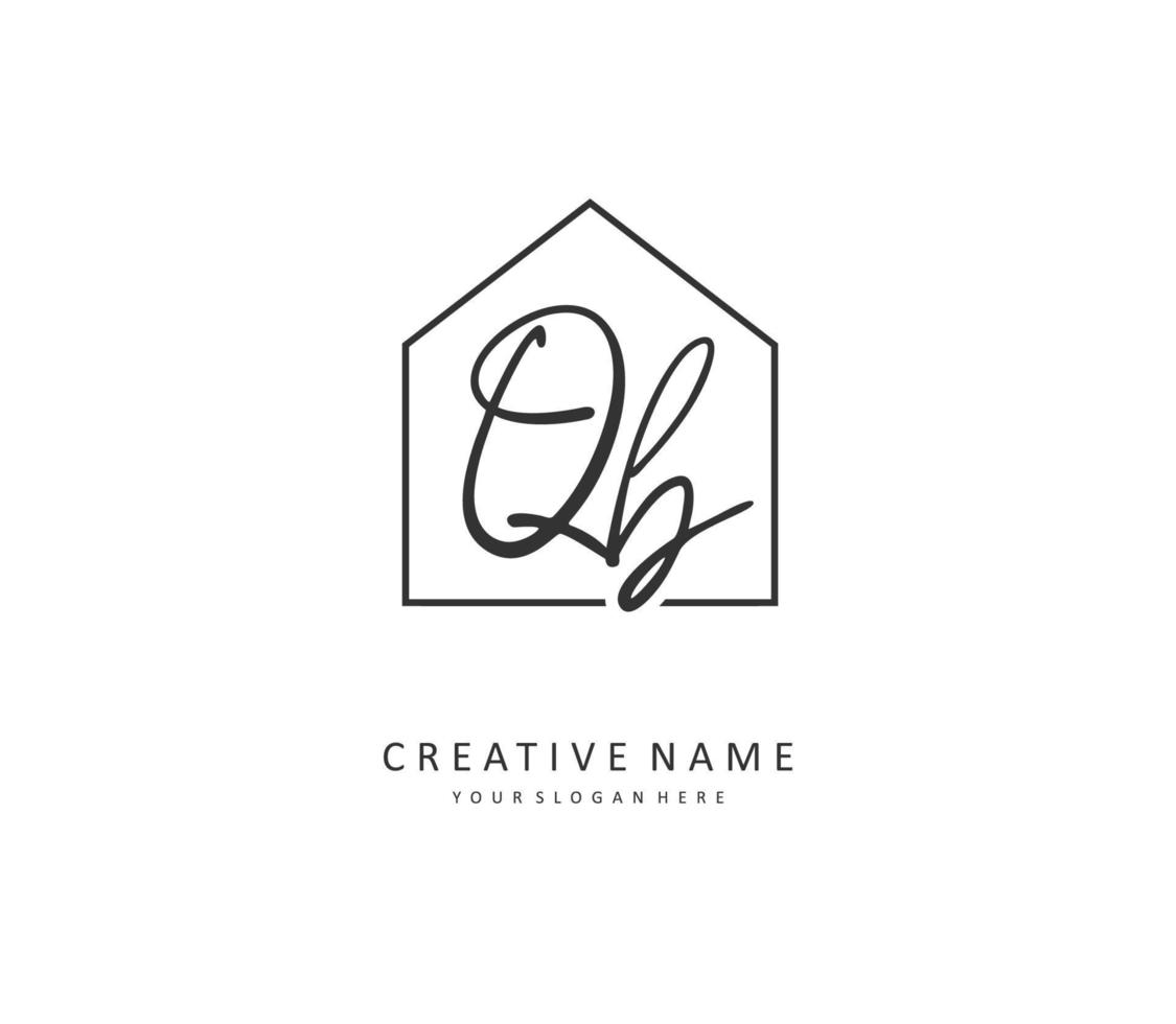 Q B QB Initial letter handwriting and  signature logo. A concept handwriting initial logo with template element. vector