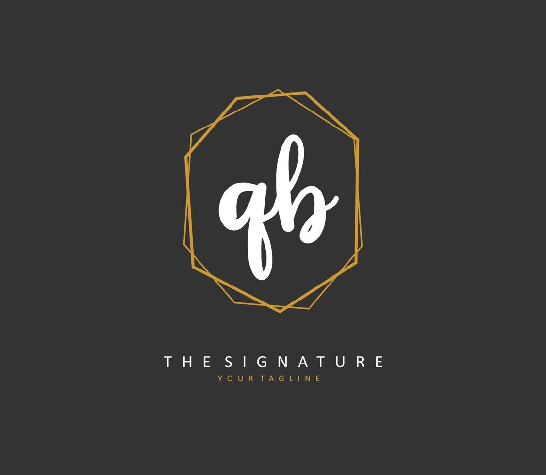 Q B QB Initial letter handwriting and  signature logo. A concept handwriting initial logo with template element. vector