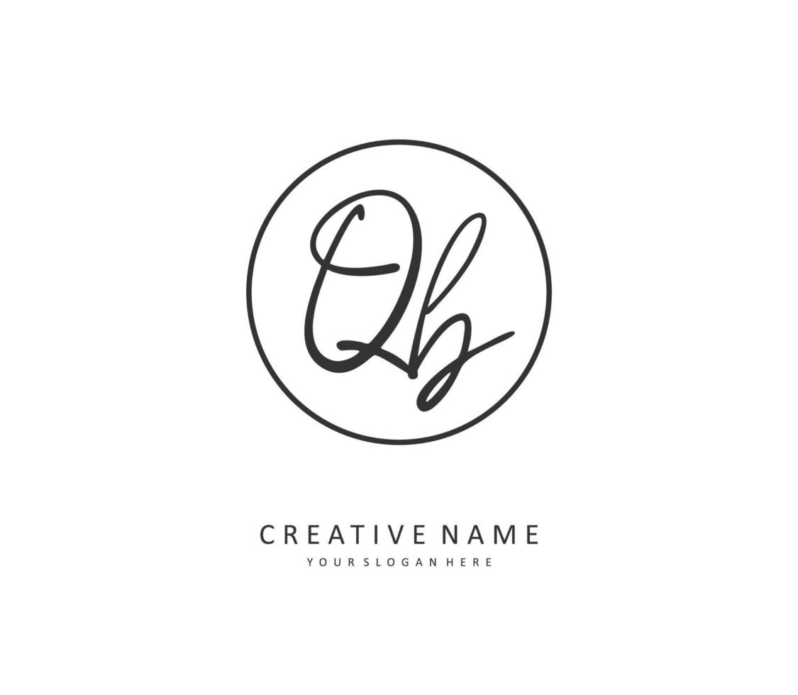 Q B QB Initial letter handwriting and  signature logo. A concept handwriting initial logo with template element. vector