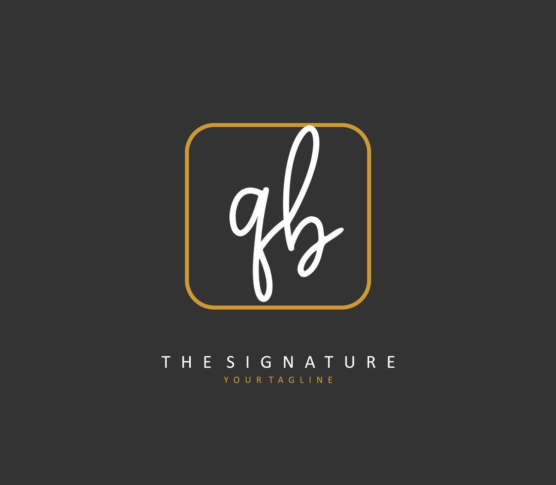 Q B QB Initial letter handwriting and  signature logo. A concept handwriting initial logo with template element. vector