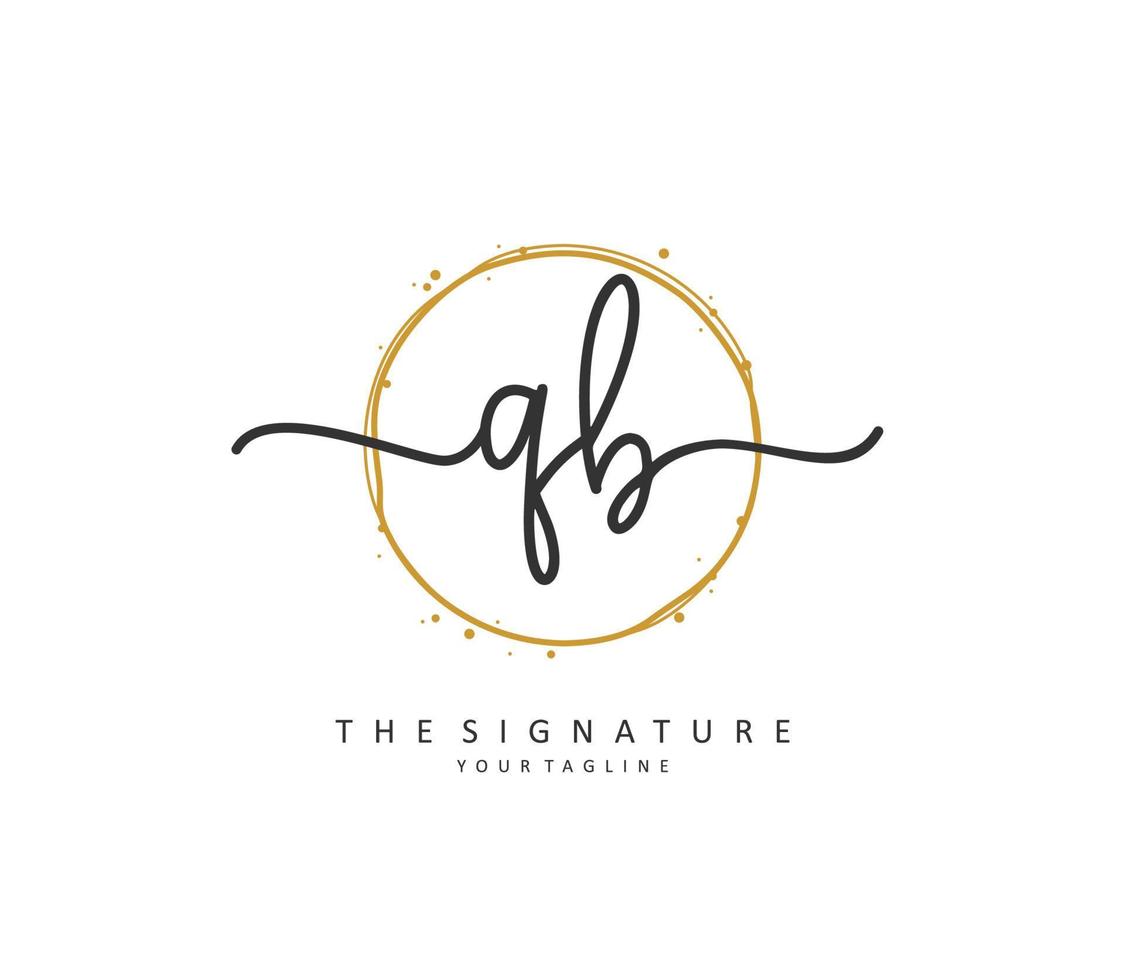 Q B QB Initial letter handwriting and  signature logo. A concept handwriting initial logo with template element. vector