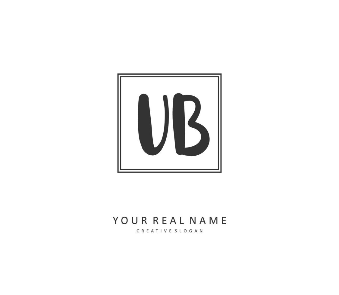 U B UB Initial letter handwriting and  signature logo. A concept handwriting initial logo with template element. vector