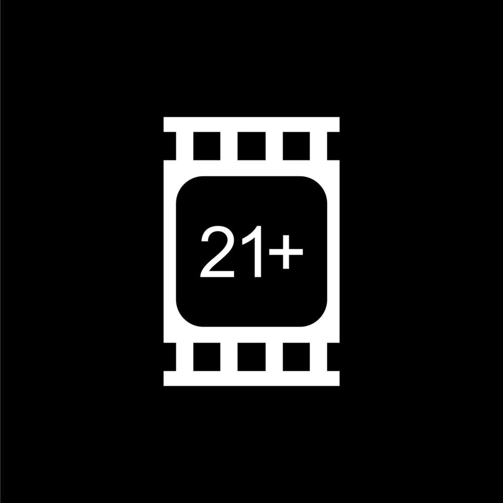 Sign of Adult Only for Eighteen Plus or 18 Plus and Twenty One Plus or 21 Plus Age in the Filmstrip. Age Rating Movie Icon Symbol for Movie Poster, Apps, Website or Graphic Design Element. Vector