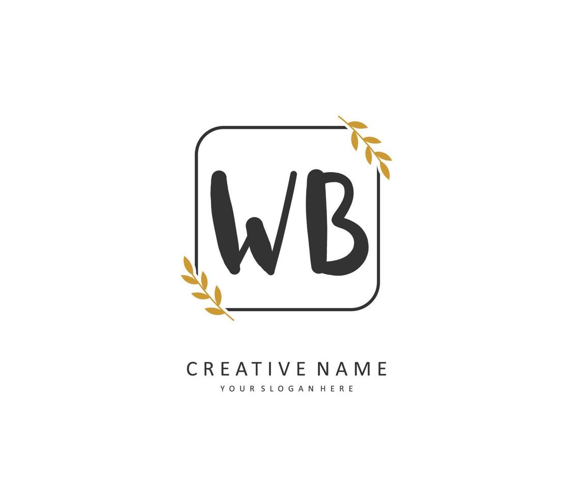 W B WB Initial letter handwriting and  signature logo. A concept handwriting initial logo with template element. vector