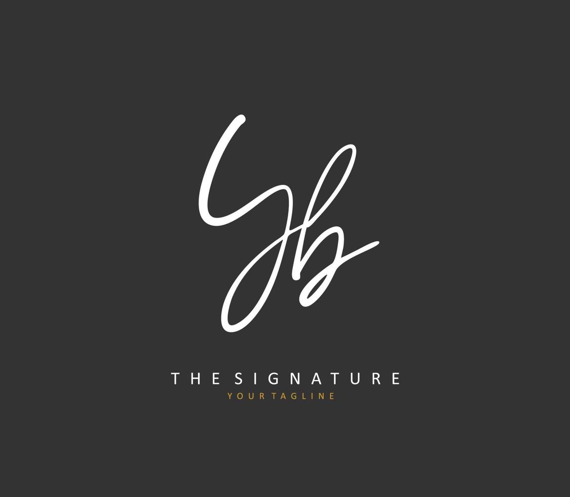 Y B YB Initial letter handwriting and  signature logo. A concept handwriting initial logo with template element. vector