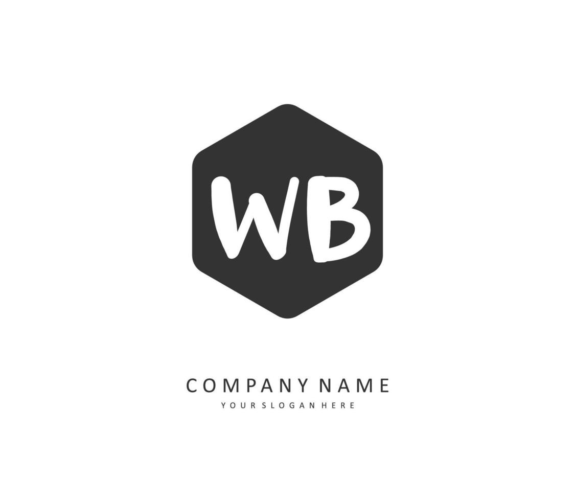 W B WB Initial letter handwriting and  signature logo. A concept handwriting initial logo with template element. vector