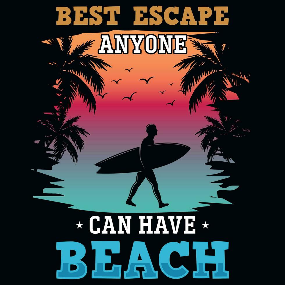 Summer surfing graphics typographic tshirt design vector