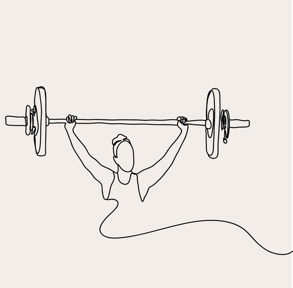 Minimalist Weightlifter Line art, Sport  Exercise , Athlete Workout Powerlifting, Strength Lift Barbell vector