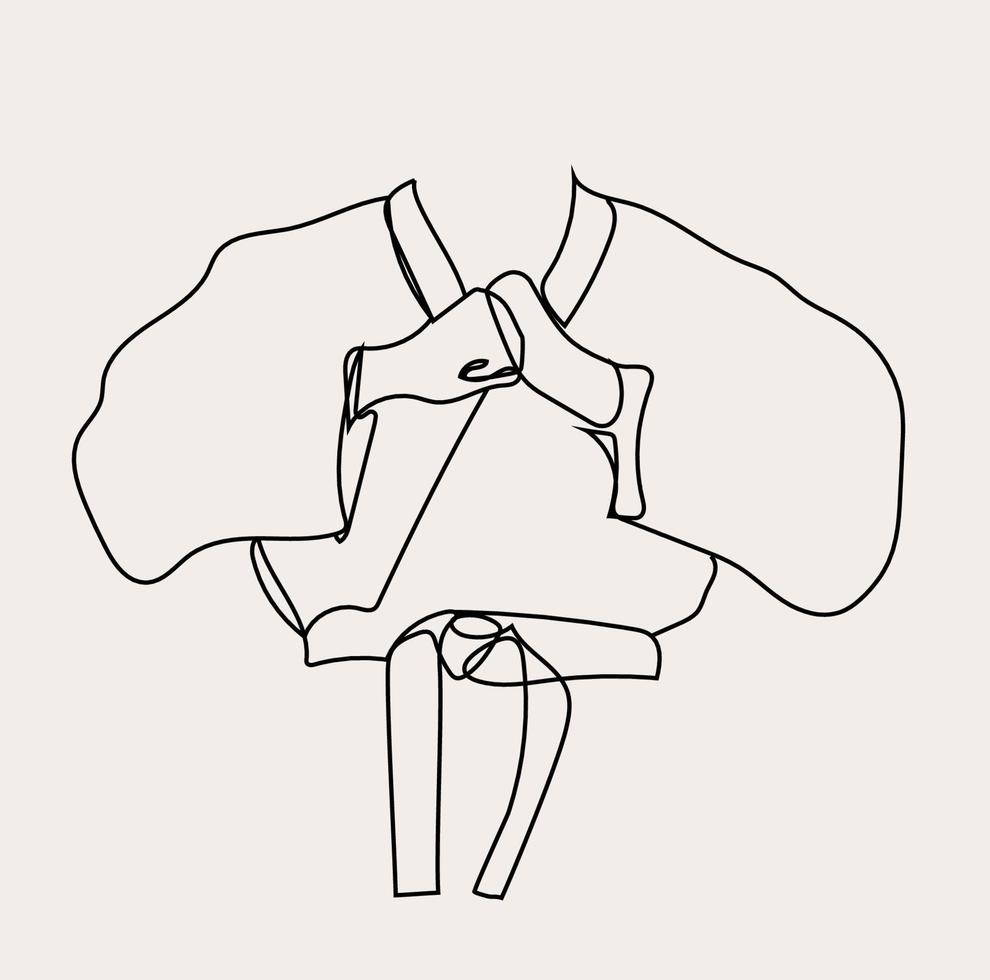 Minimalist Karate line art, Extreme Sport, Boxer Athlete, Simple Sketch, Outline Drawing, Vector Illustration, Black Lines