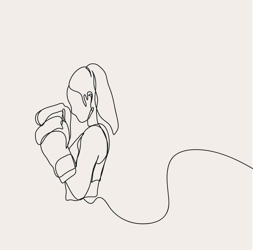 Minimalist Boxing line art, Extreme Sport, Boxer Athlete, Simple Sketch, Outline Drawing, Vector Illustration, Black Lines