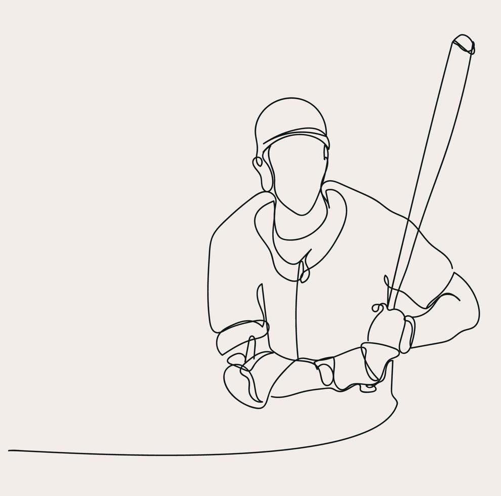 Minimalist Baseball line art, Extreme Sport, Softball Athlete, Simple Sketch, Outline Drawing, Vector Illustration, Black Lines Ball Game, Men