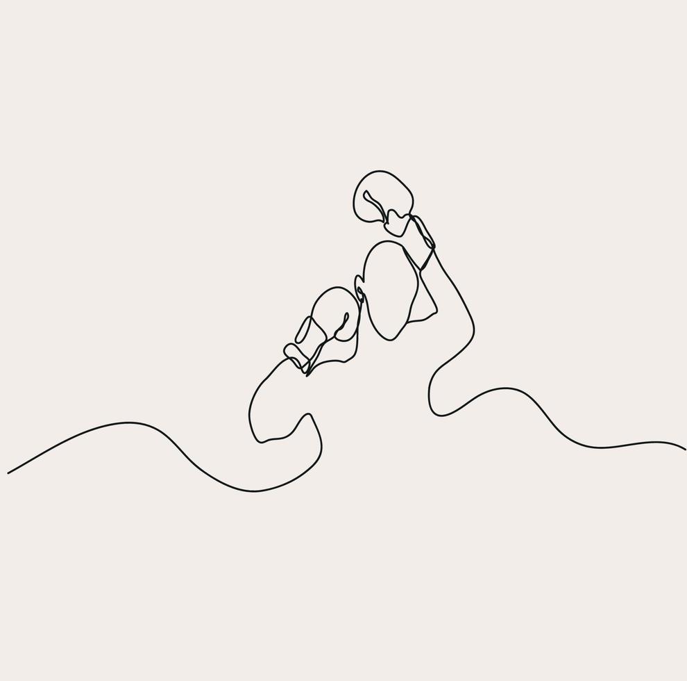 Minimalist Boxing line art, Extreme Sport, Boxer Athlete, Simple Sketch, Outline Drawing, Vector Illustration, Black Lines