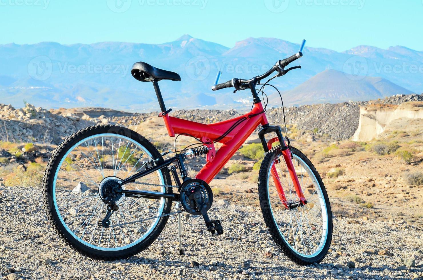 Red mountain bicycle photo