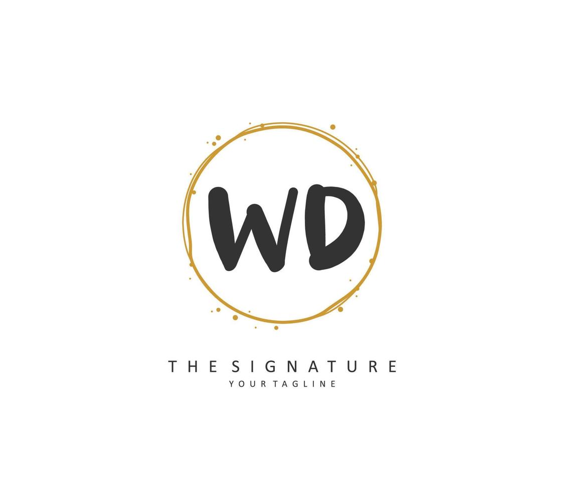 WD Initial letter handwriting and  signature logo. A concept handwriting initial logo with template element. vector