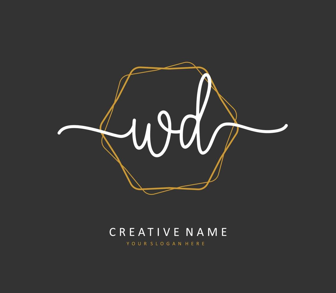 WD Initial letter handwriting and  signature logo. A concept handwriting initial logo with template element. vector