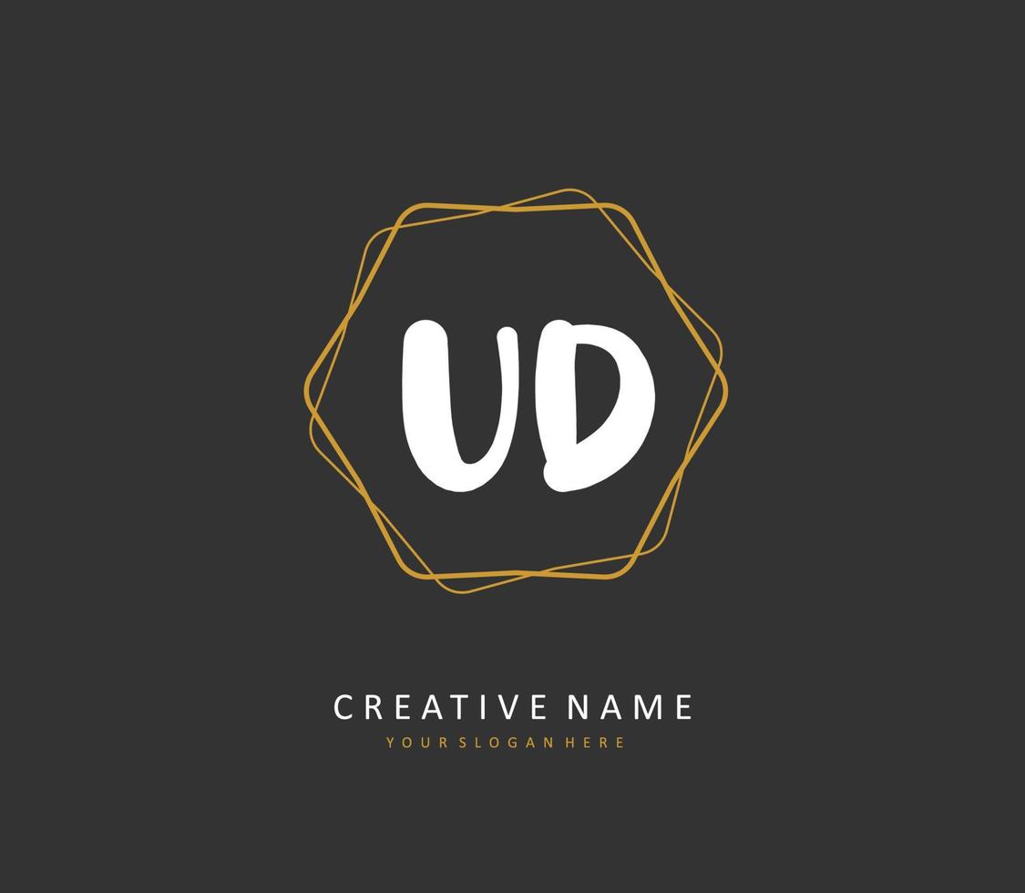 UD Initial letter handwriting and  signature logo. A concept handwriting initial logo with template element. vector