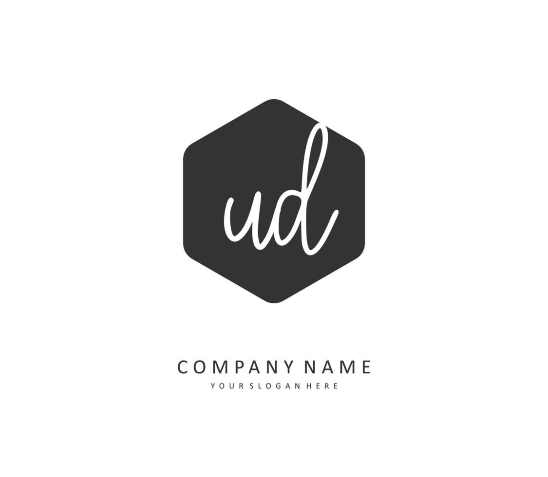 UD Initial letter handwriting and  signature logo. A concept handwriting initial logo with template element. vector
