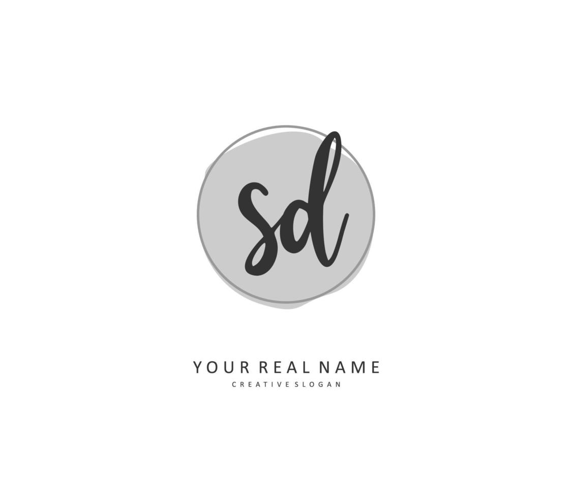 SD Initial letter handwriting and  signature logo. A concept handwriting initial logo with template element. vector