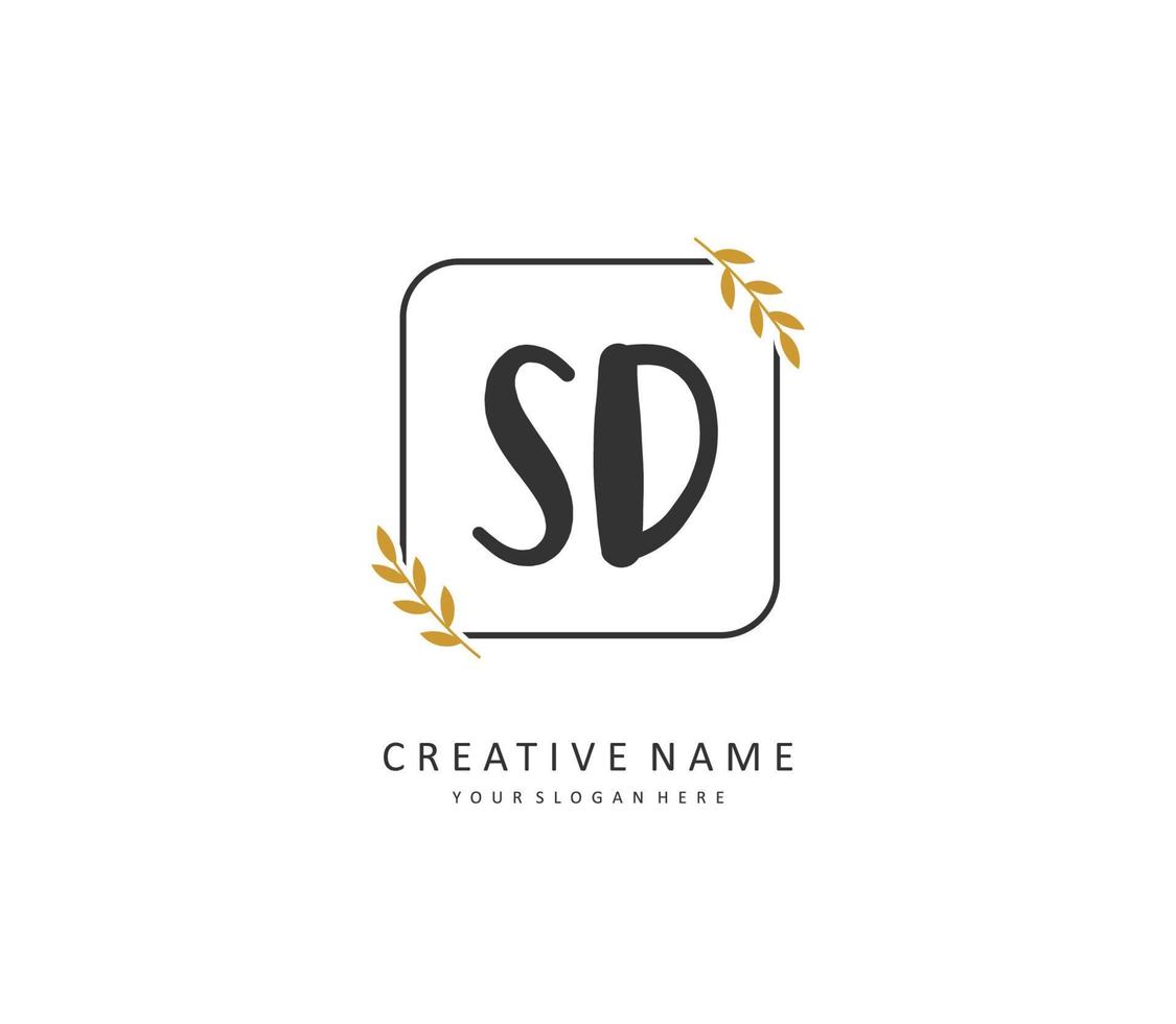 SD Initial letter handwriting and  signature logo. A concept handwriting initial logo with template element. vector