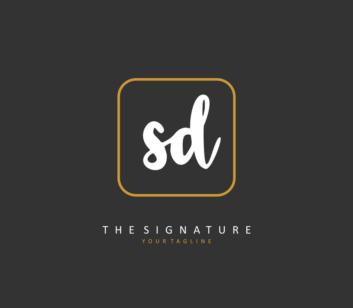 SD Initial letter handwriting and  signature logo. A concept handwriting initial logo with template element. vector