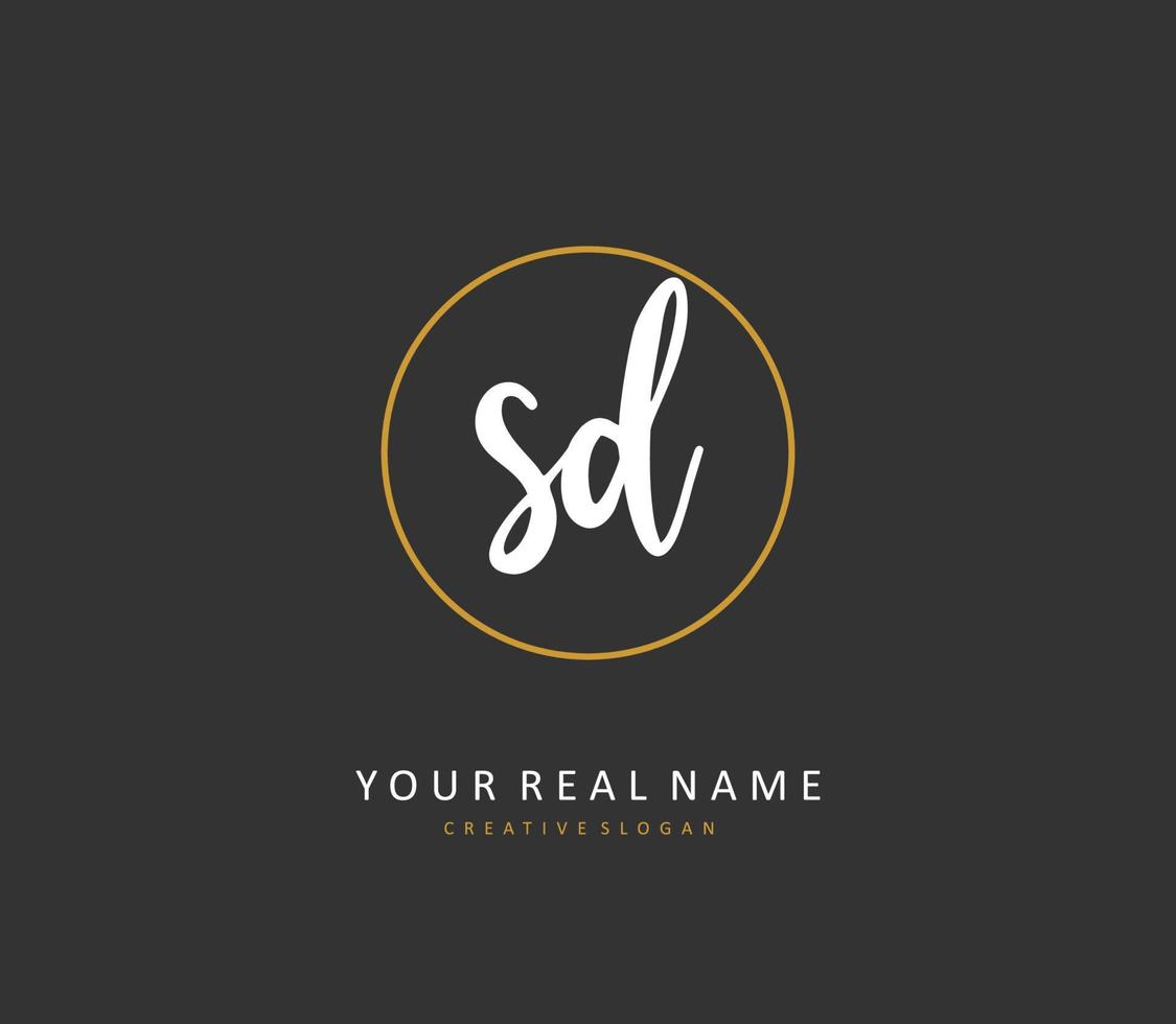SD Initial letter handwriting and  signature logo. A concept handwriting initial logo with template element. vector
