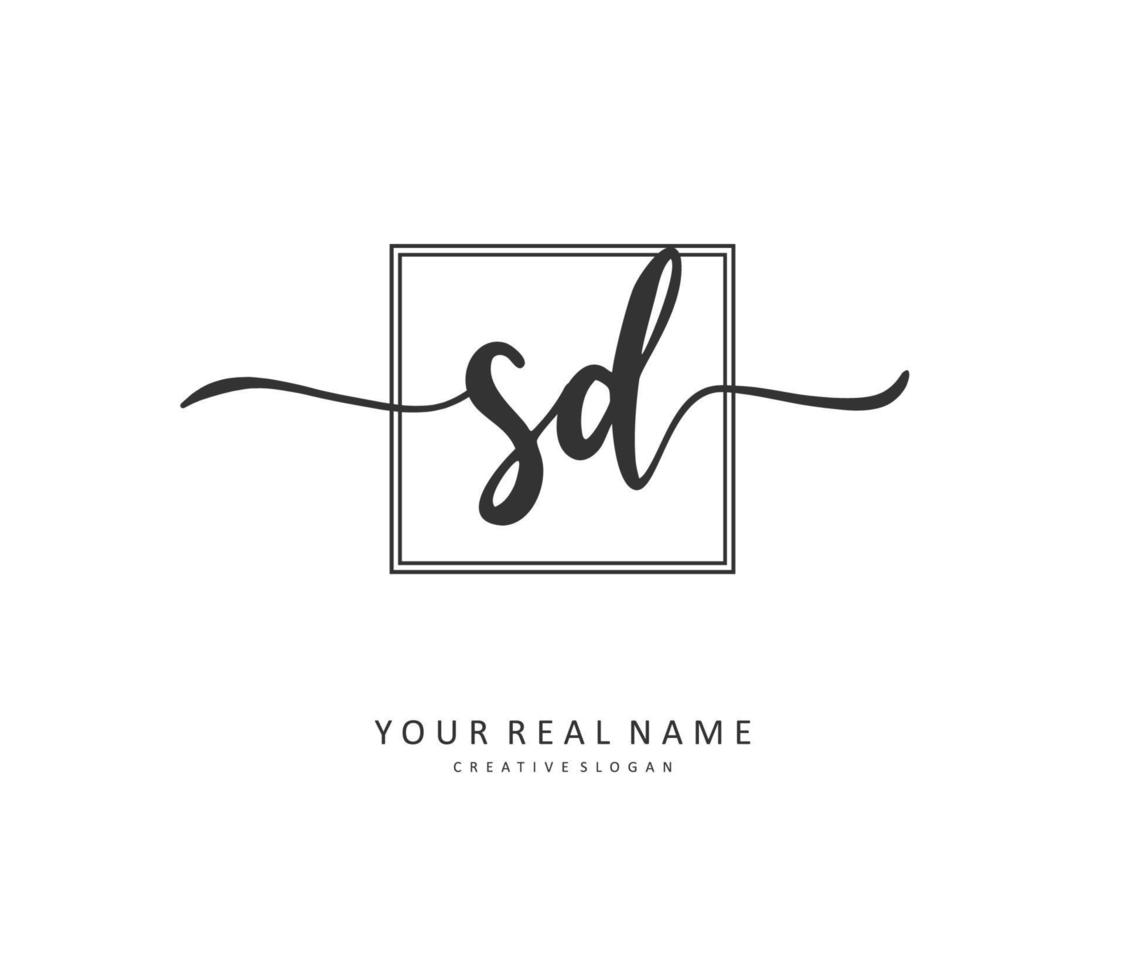SD Initial letter handwriting and signature logo. A concept handwriting