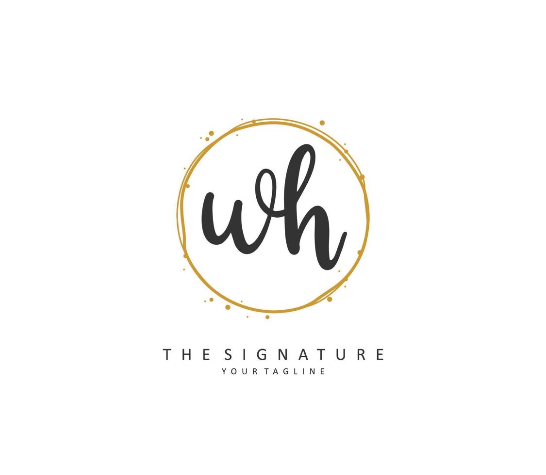 W H WH Initial letter handwriting and  signature logo. A concept handwriting initial logo with template element. vector
