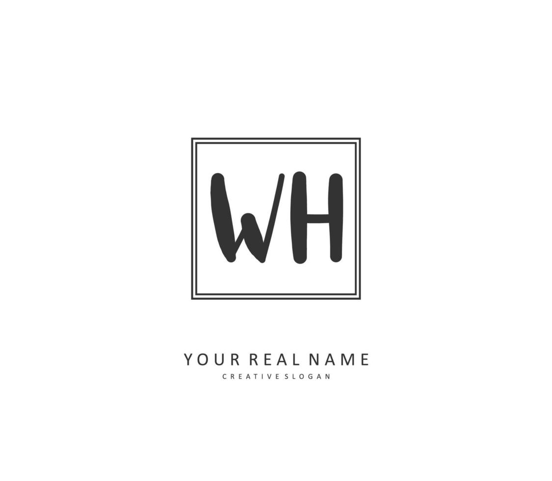 W H WH Initial letter handwriting and  signature logo. A concept handwriting initial logo with template element. vector