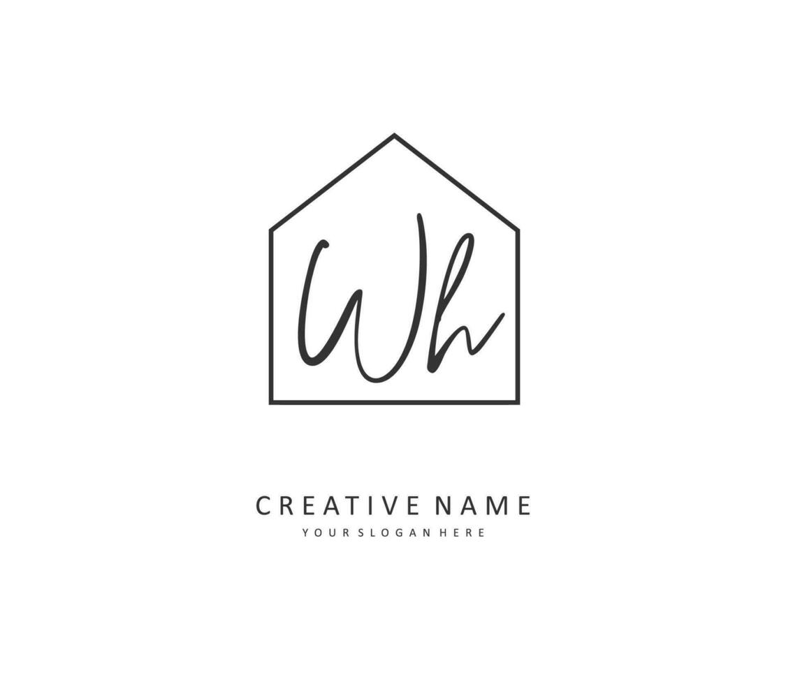 W H WH Initial letter handwriting and  signature logo. A concept handwriting initial logo with template element. vector