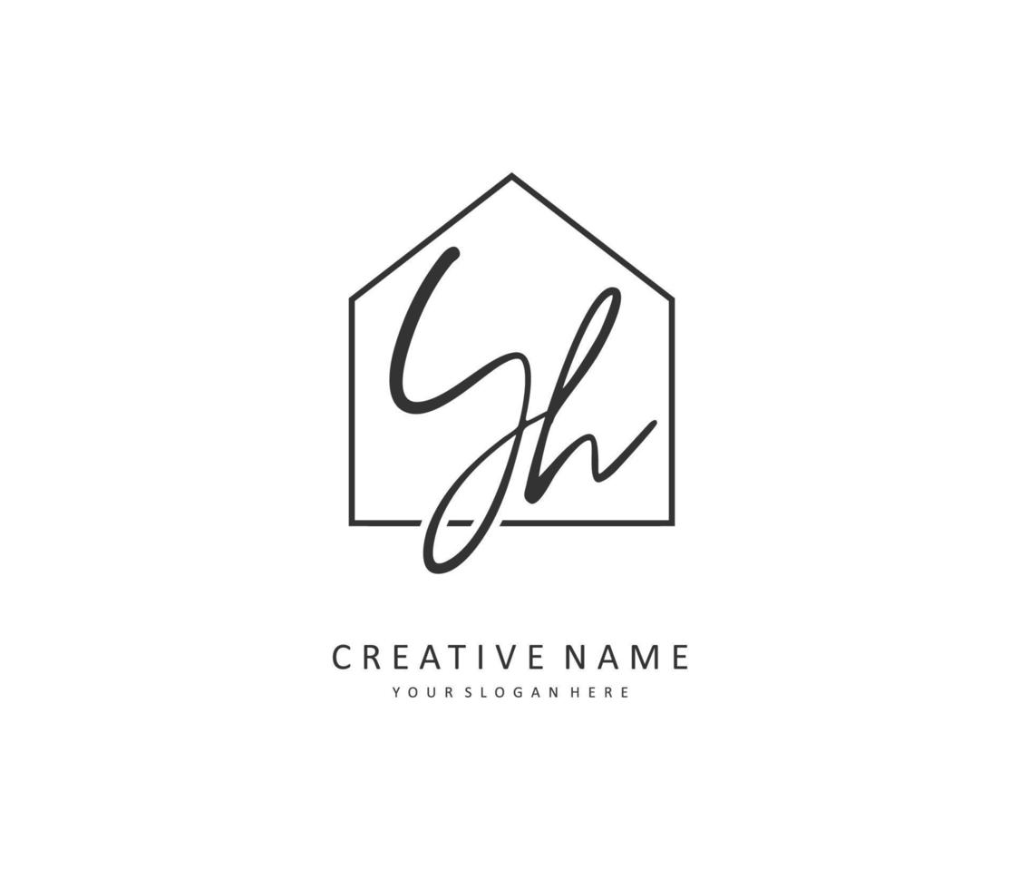 Y H YH Initial letter handwriting and  signature logo. A concept handwriting initial logo with template element. vector