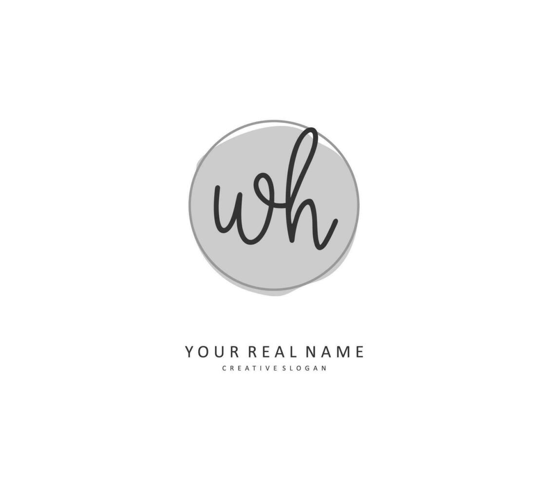 W H WH Initial letter handwriting and  signature logo. A concept handwriting initial logo with template element. vector