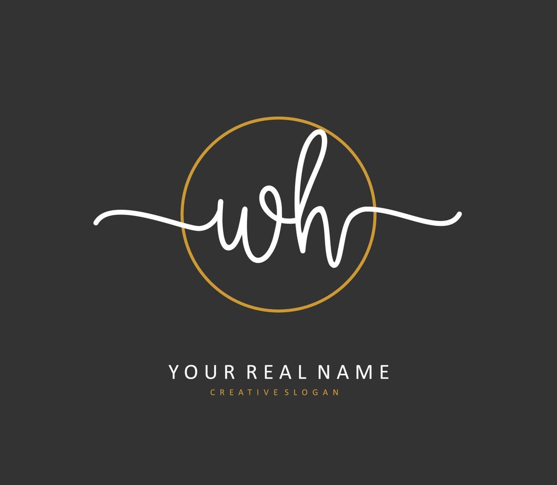 W H WH Initial letter handwriting and  signature logo. A concept handwriting initial logo with template element. vector