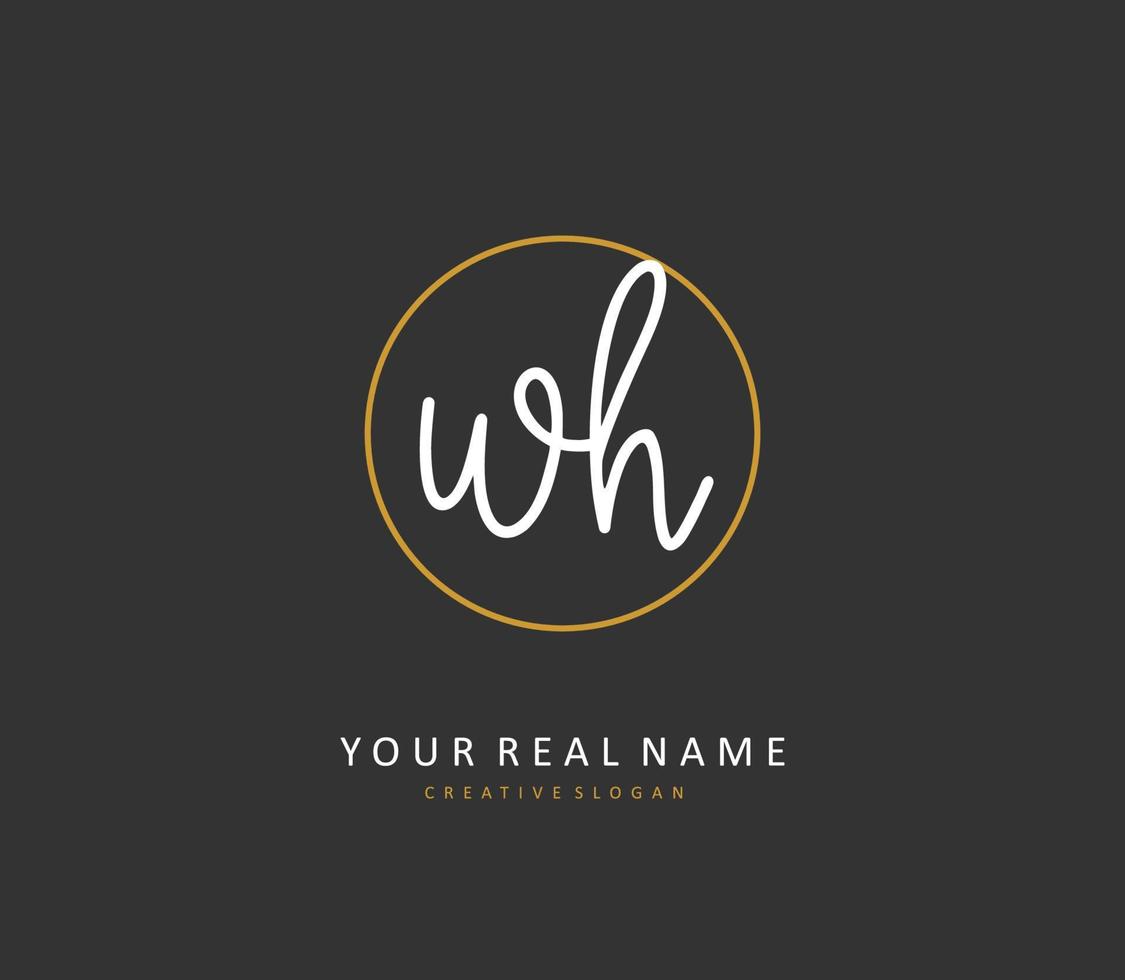 W H WH Initial letter handwriting and  signature logo. A concept handwriting initial logo with template element. vector