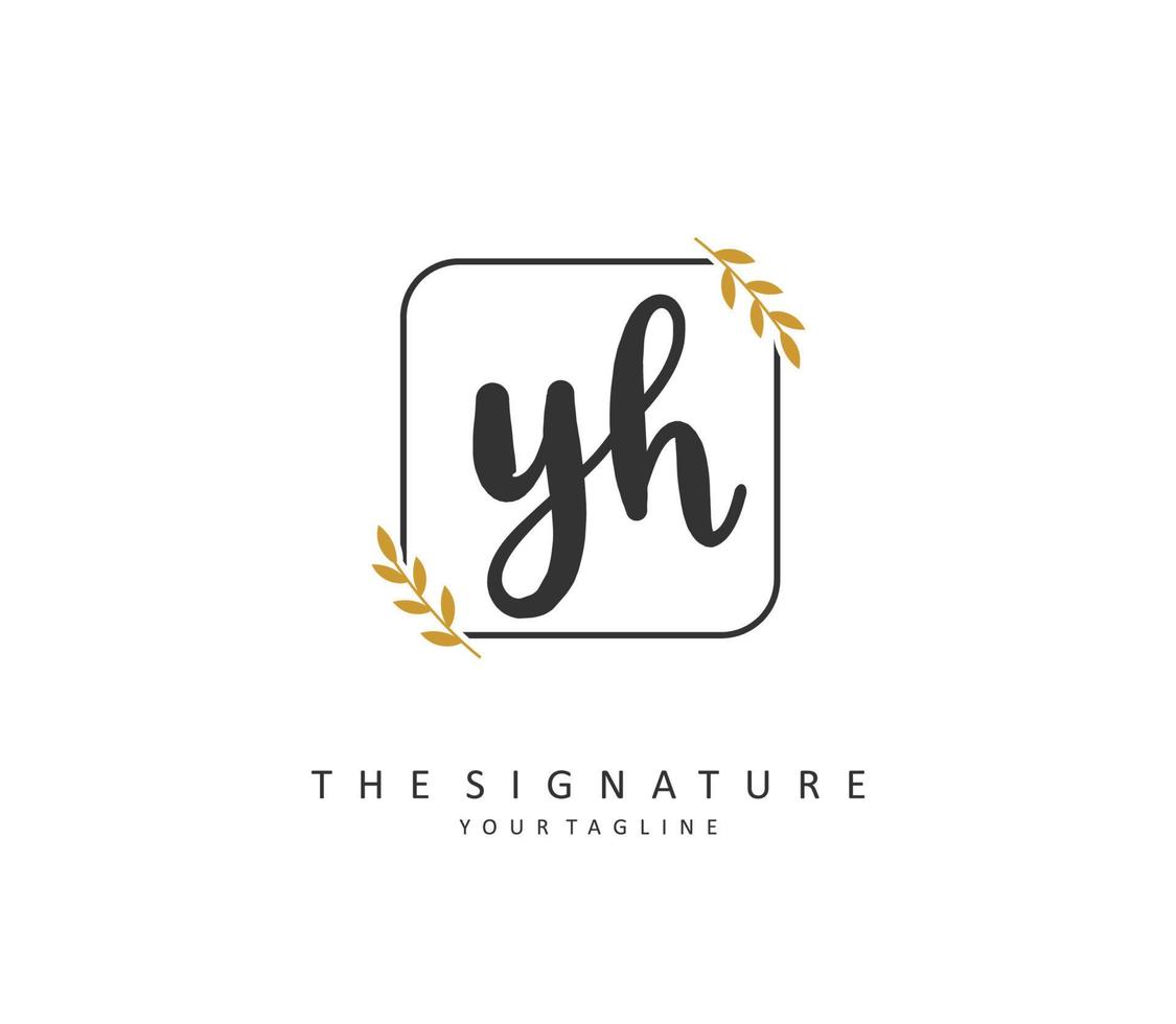 Y H YH Initial letter handwriting and  signature logo. A concept handwriting initial logo with template element. vector