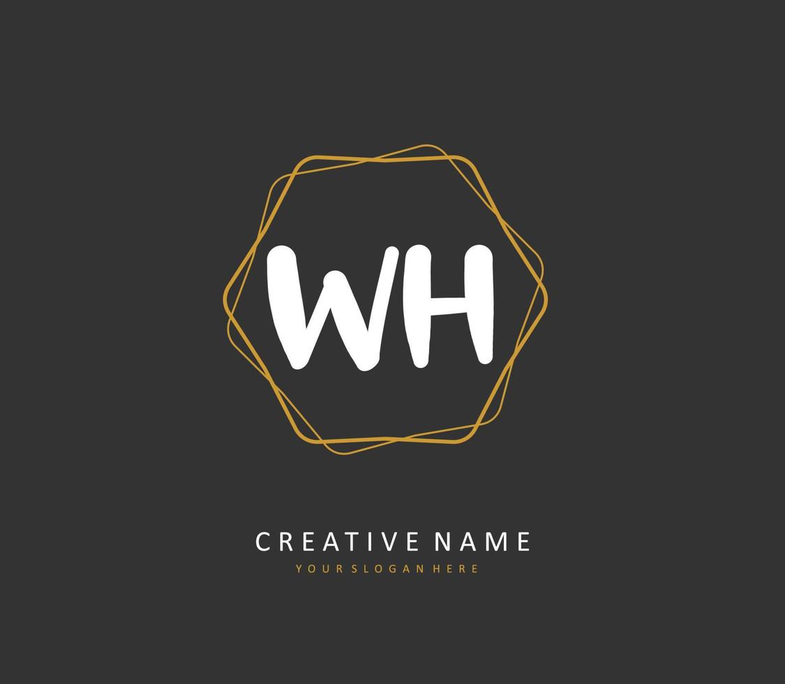 W H WH Initial letter handwriting and  signature logo. A concept handwriting initial logo with template element. vector