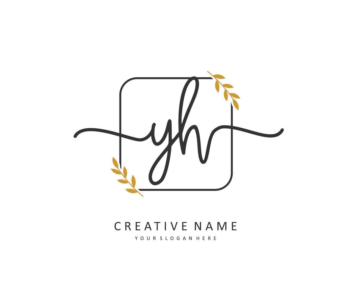Y H YH Initial letter handwriting and  signature logo. A concept handwriting initial logo with template element. vector