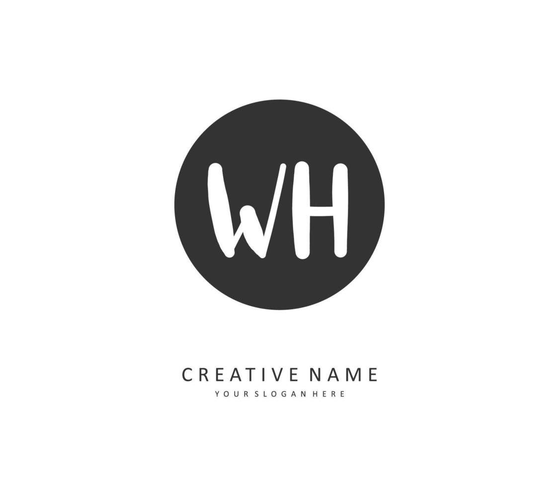 W H WH Initial letter handwriting and  signature logo. A concept handwriting initial logo with template element. vector