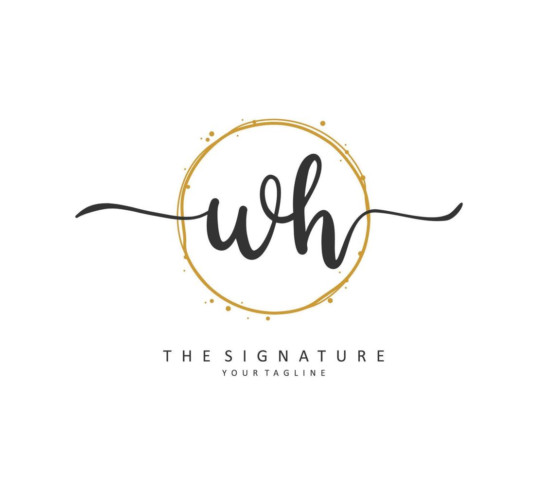 W H WH Initial letter handwriting and  signature logo. A concept handwriting initial logo with template element. vector