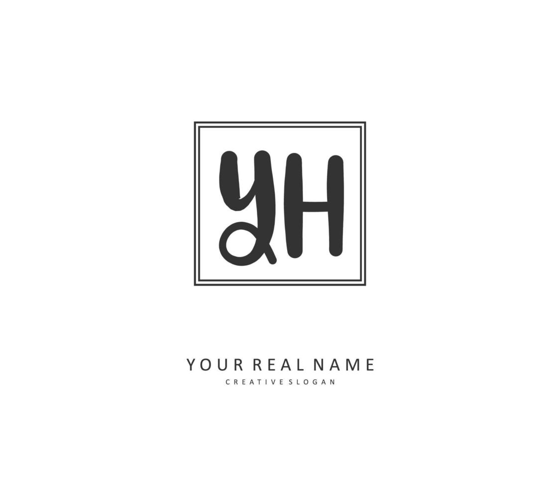 Y H YH Initial letter handwriting and  signature logo. A concept handwriting initial logo with template element. vector