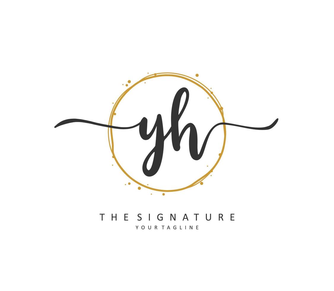 Y H YH Initial letter handwriting and  signature logo. A concept handwriting initial logo with template element. vector