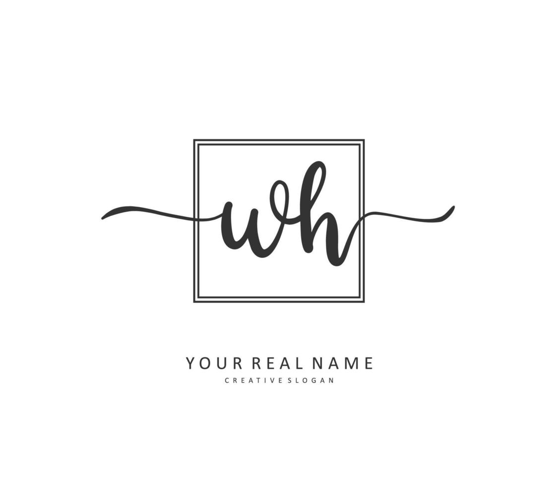 W H WH Initial letter handwriting and  signature logo. A concept handwriting initial logo with template element. vector