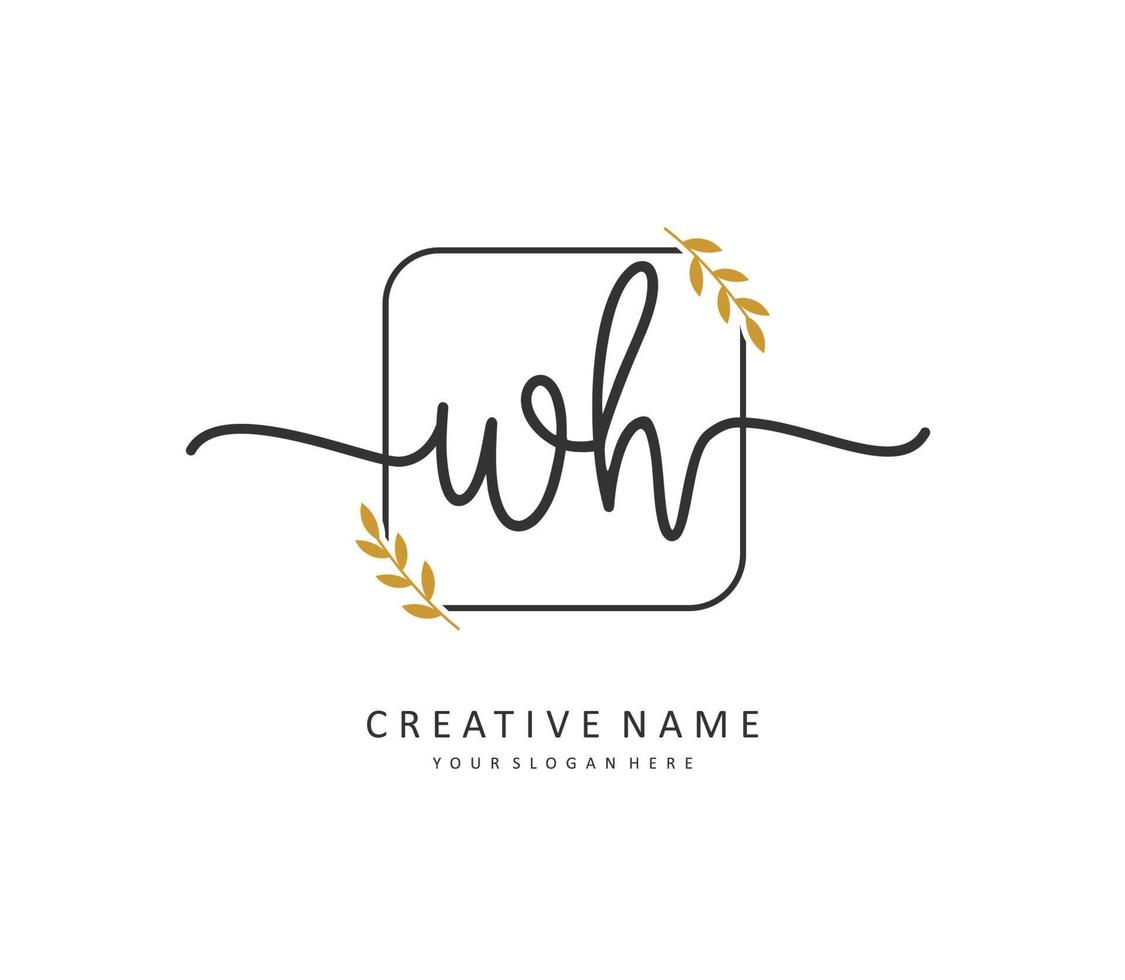 W H WH Initial letter handwriting and  signature logo. A concept handwriting initial logo with template element. vector