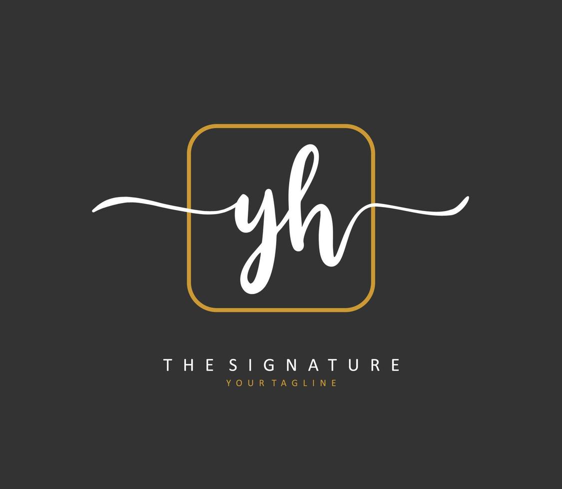 Y H YH Initial letter handwriting and  signature logo. A concept handwriting initial logo with template element. vector