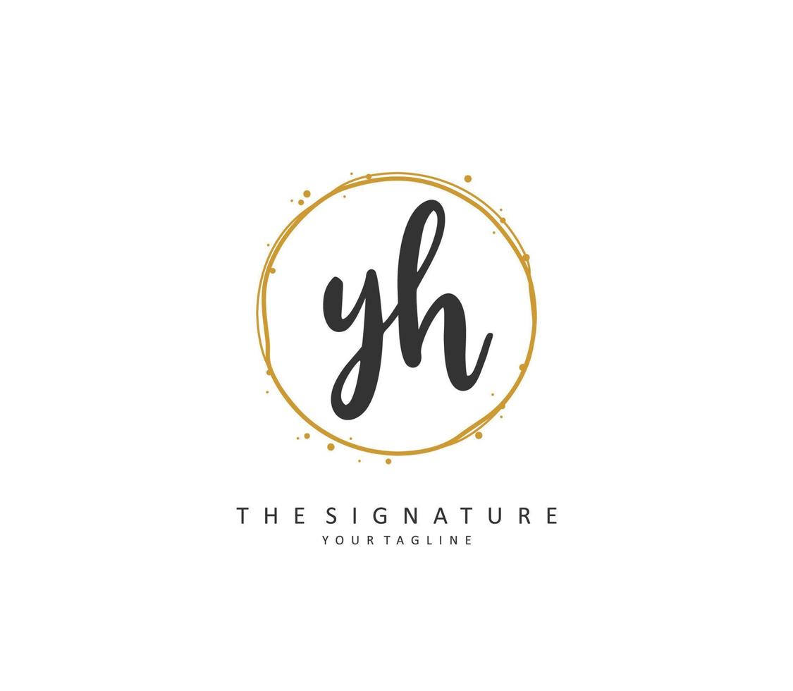 Y H YH Initial letter handwriting and  signature logo. A concept handwriting initial logo with template element. vector