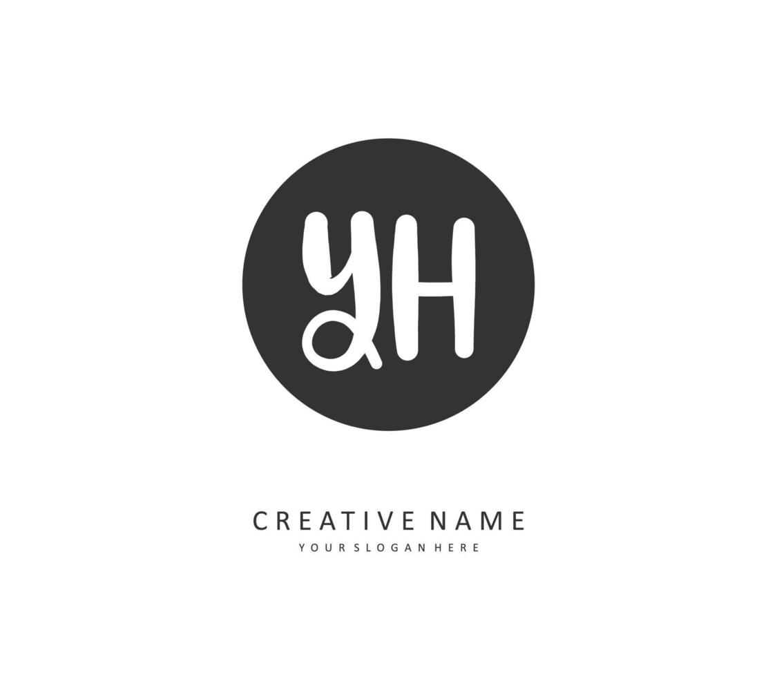 Y H YH Initial letter handwriting and  signature logo. A concept handwriting initial logo with template element. vector