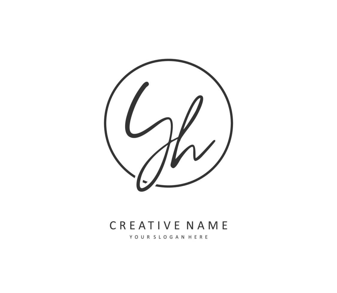 Y H YH Initial letter handwriting and  signature logo. A concept handwriting initial logo with template element. vector
